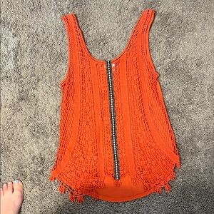 Daytrip Bright Orange Crochet Tank Top